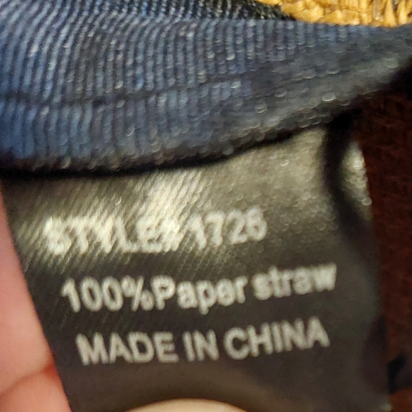 Wide brim Paper Straw Sun hat with black tassels. - Picture 4 of 4